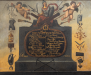 846311 Afbeelding van een gedenkbord met een namenlijst van de gildebroeders van het St.-Eloyengasthuis (Boterstraat ...